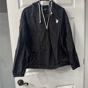PacSun Black Hooded Jacket with White Drawstrings